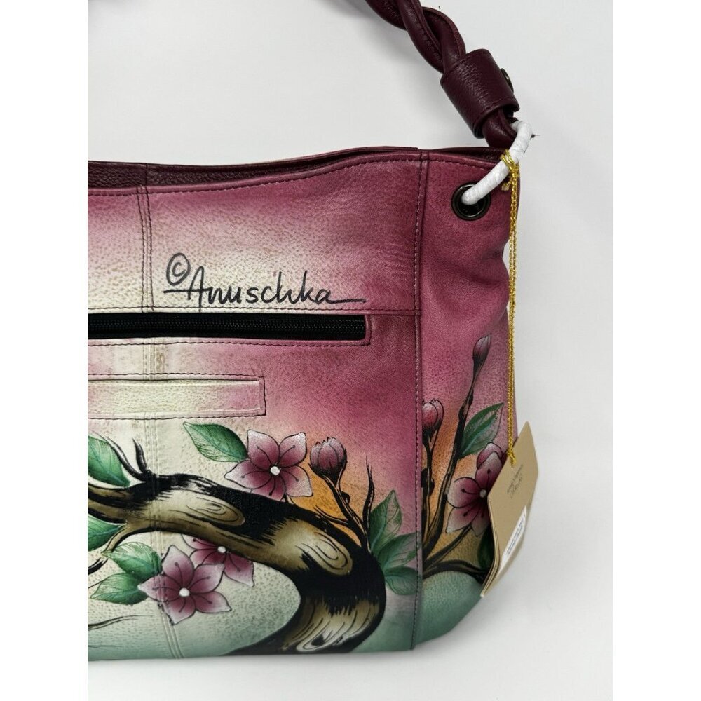 Anuschka hand-painted genuine leather hobo Peacock - Picture 11 of 16